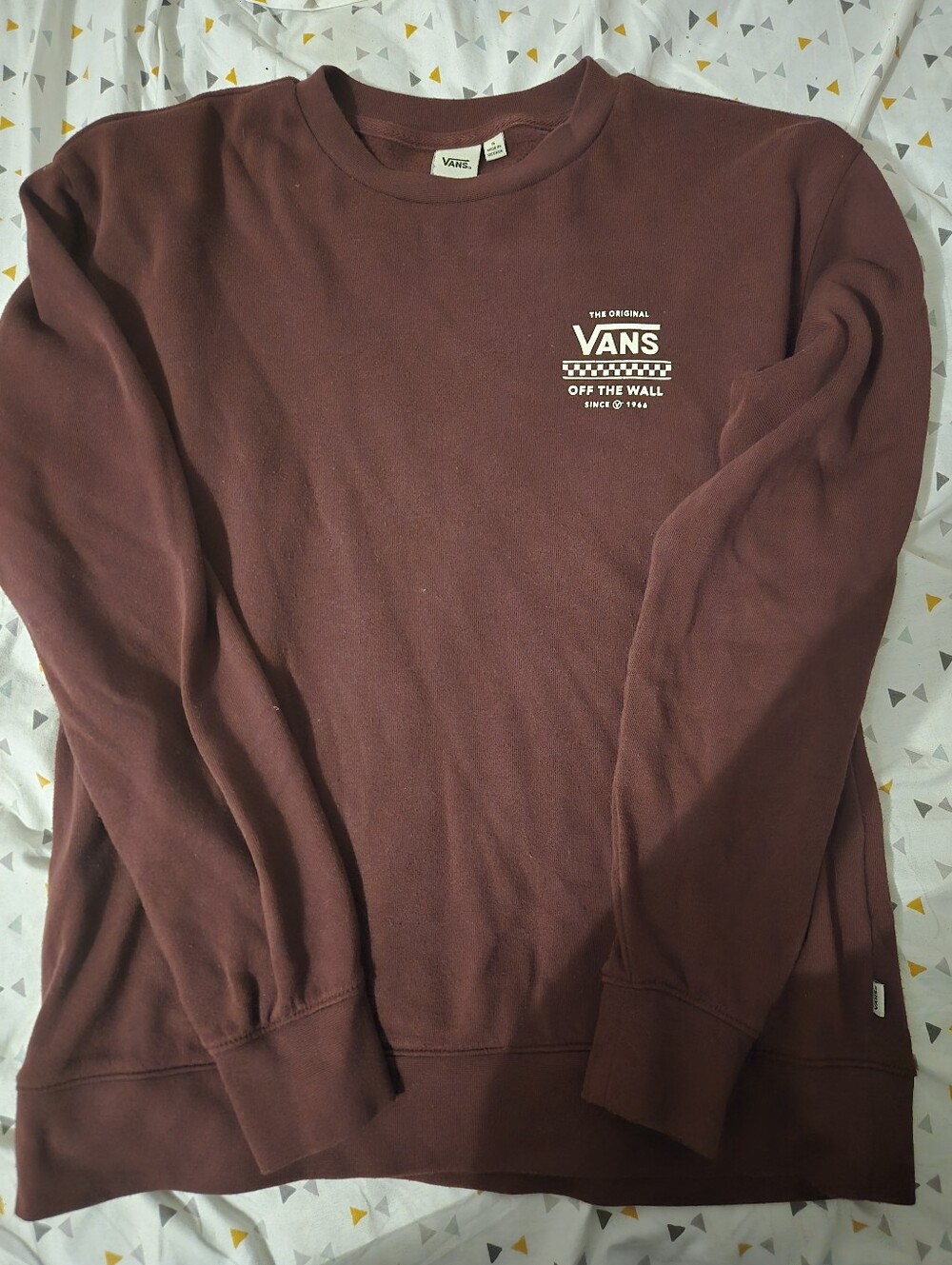 Vans Men's Burgundy Crewneck Sweatshirt with Chest Logo